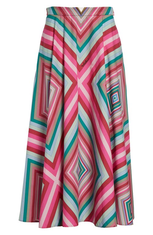 Shop Valentino Garavani Geometric Print Cotton Midi Skirt In Multicolor