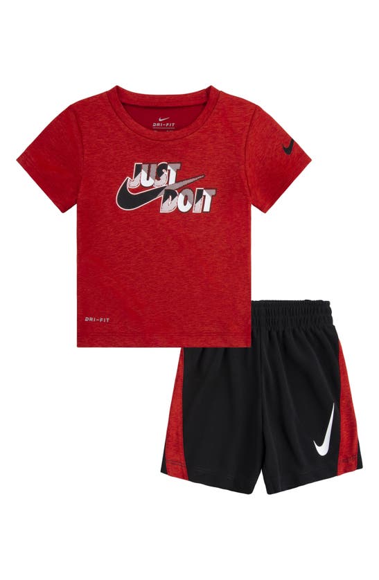 Shop Nike Kids' Dropset Graphic Tee & Shorts Set In Black