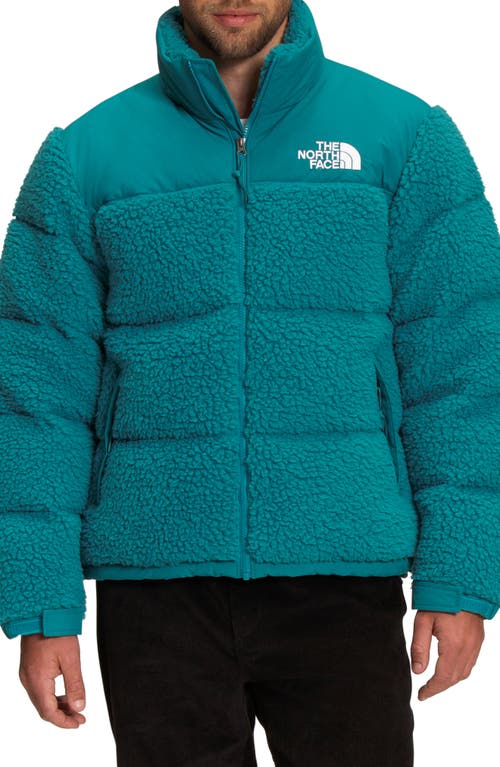 The North Face High Pile Fleece Nuptse Jacket in Harbor Blue at Nordstrom, Size Xx-Large