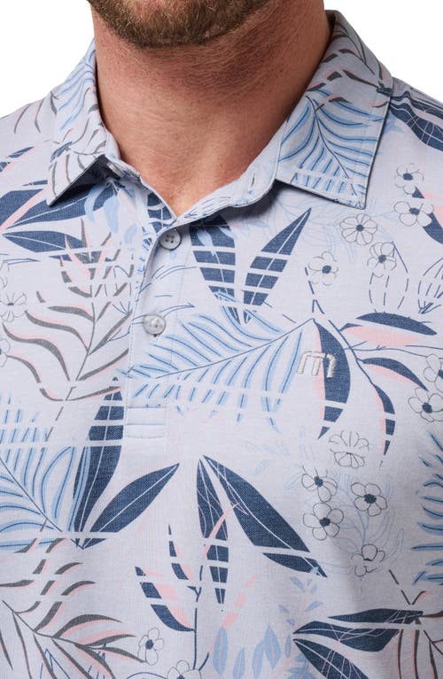 Travismathew Rip Current Floral Piqué Polo In Heather Light Grey