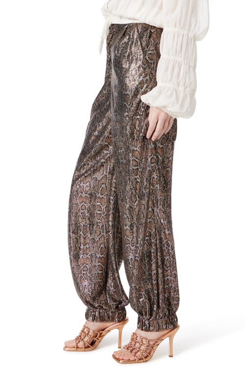 Dee Ocleppo Metallic Snakeskin Print Joggers In Black