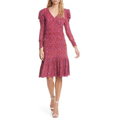 Dvf Alyssa Puff Long Sleeve Body-Con Dress, Red