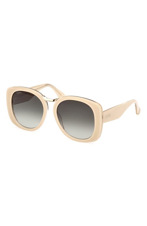 Shop Max Mara 55mm Round Sunglasses In Ivory/gradient Green