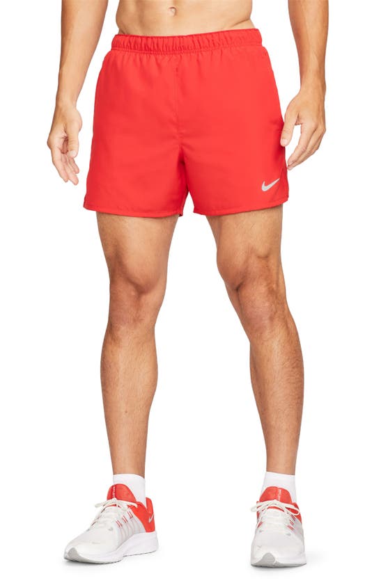 Nike Dri-fit Challenger 5-inch Brief Lined Shorts In University Red/ Silver