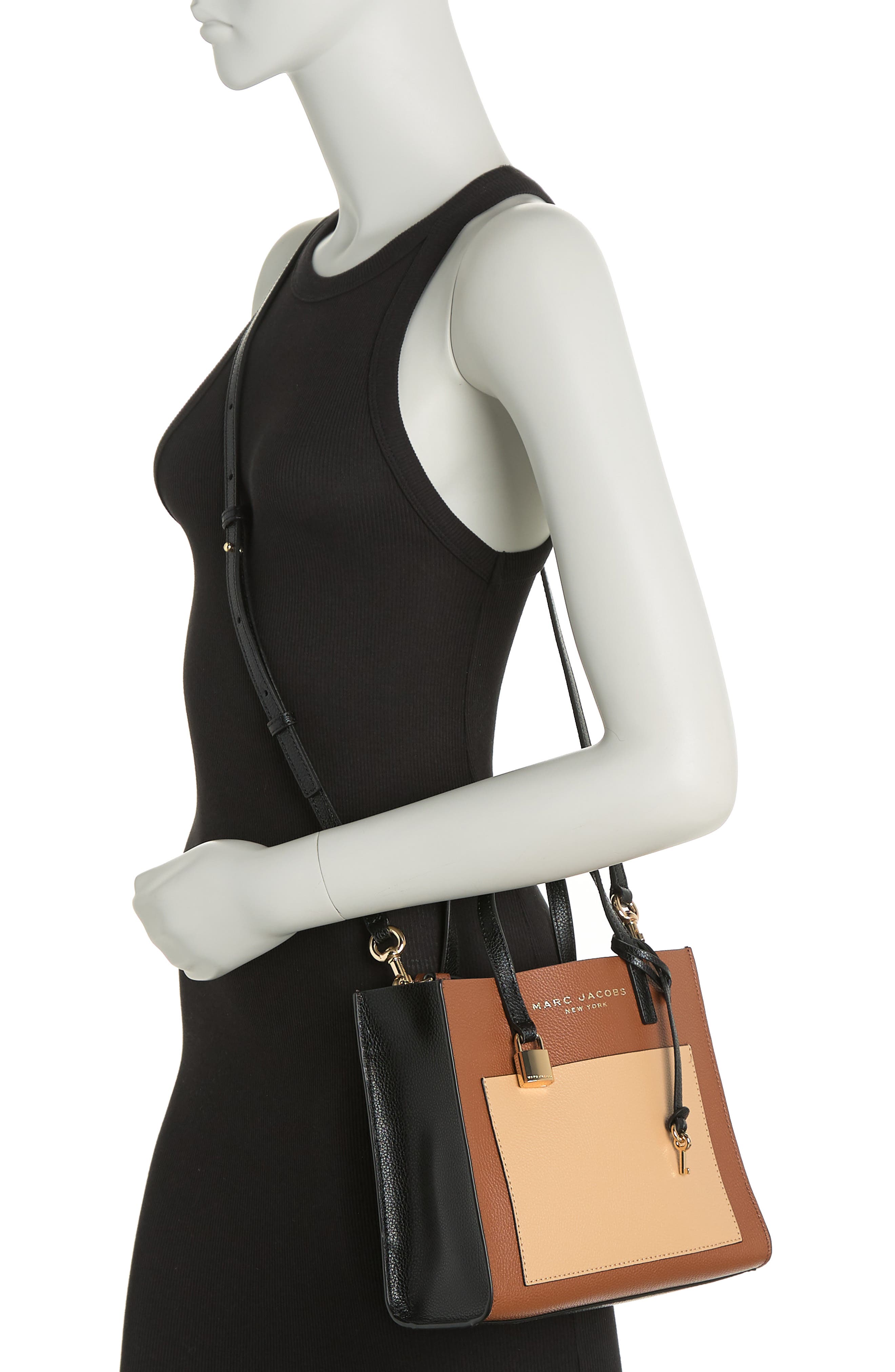 mini grind colorblock leather tote