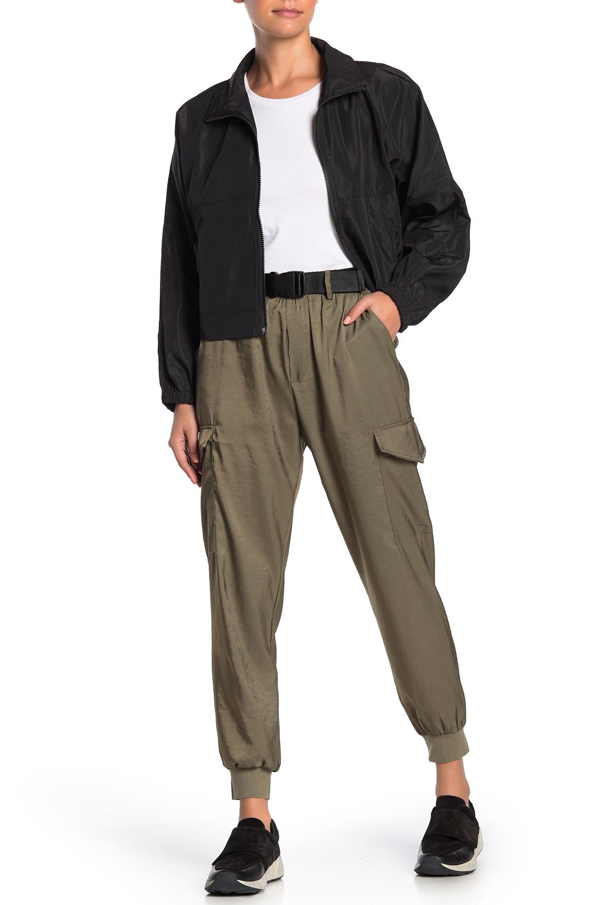 satin cargo joggers