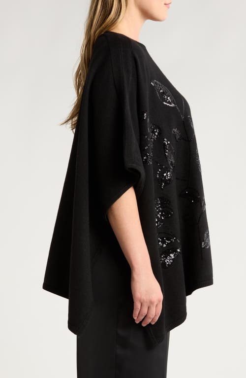 Shop Anne Klein Floral Sequin Poncho In Anne Black