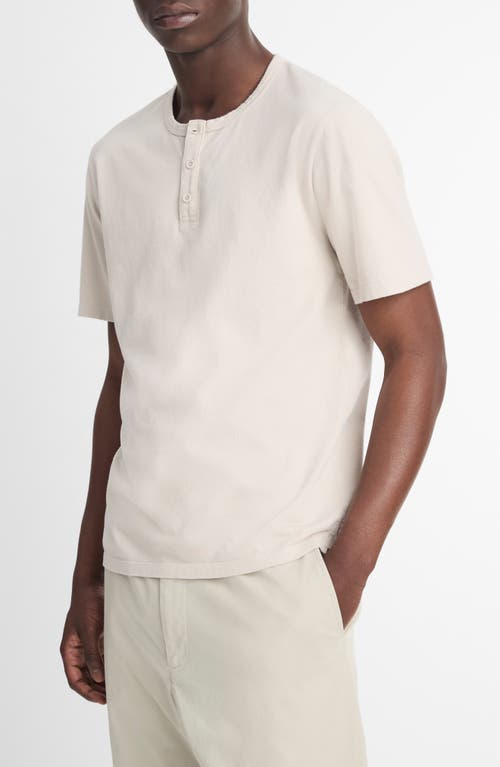 Shop Vince Garment Dyed Short Sleeve Henley In Washed Soft Clay