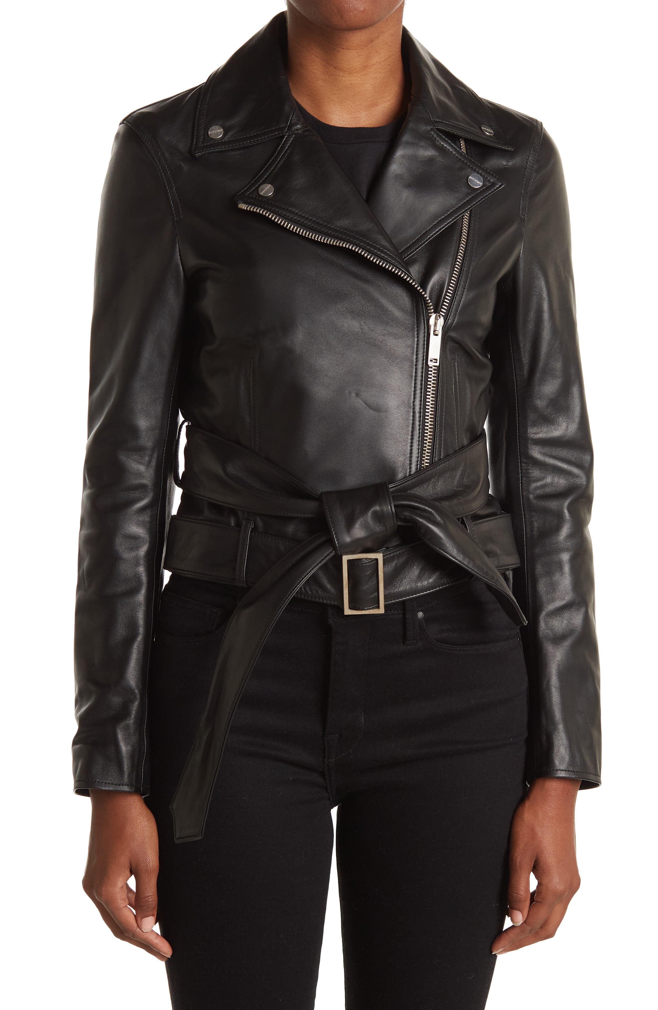 belted moto jacket