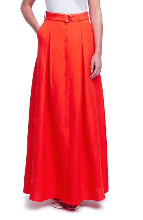 L'AGENCE Fabianna Belted Maxi Skirt in Cherry Tomato