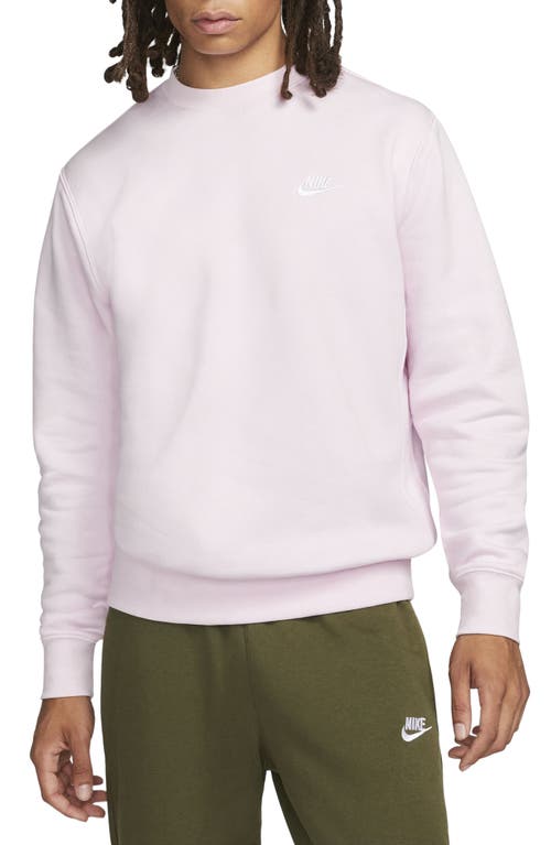 Shop Nike Club Crewneck Sweatshirt In Pink Foam/white