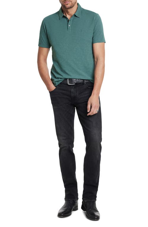 Shop John Varvatos Victor Organic Cotton Slub Polo In Deep Sea Green