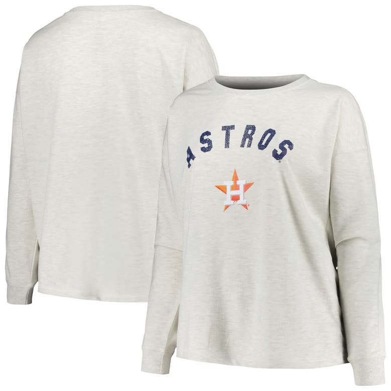 Profile Oatmeal Houston Astros Plus Size French Terry Pullover Sweatshirt