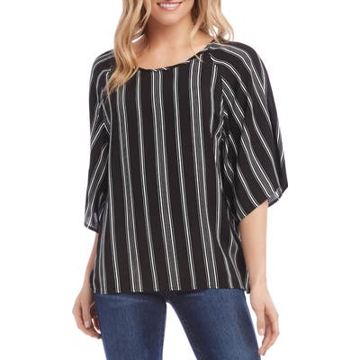 Karen Kane Modern Sleeve Stripe Top, Black