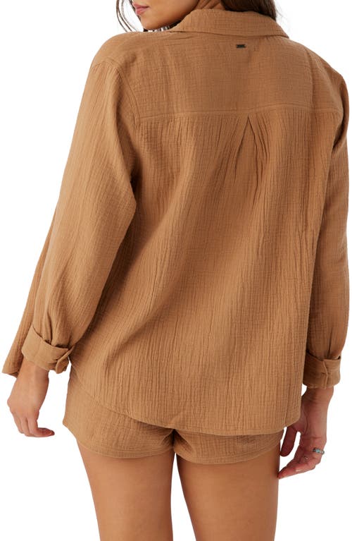 Shop O'neill Leni Cotton Gauze Button-up Shirt In Tobacco Brown