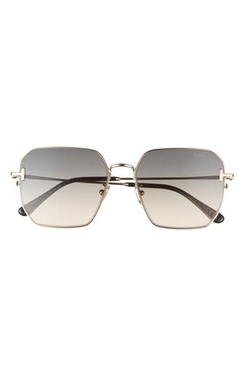Tom Ford 56mm Geometric Sunglasses In Gray
