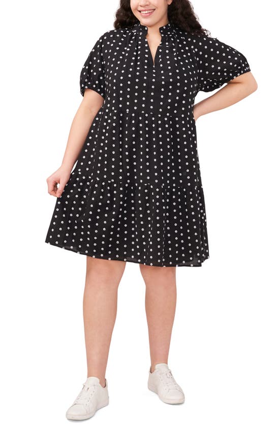 Cece Floral Tiered Babydoll Dress In Rich Black ModeSens