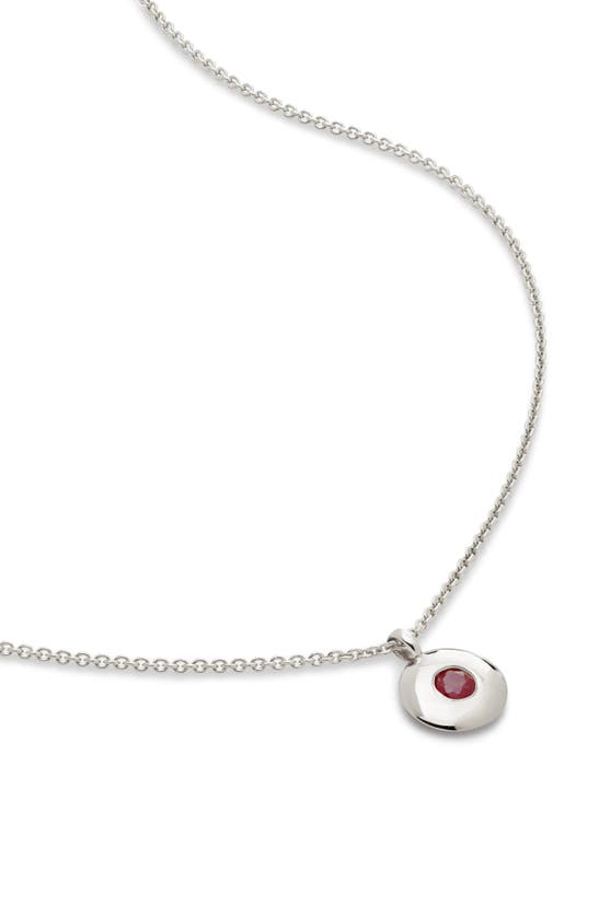 Shop Monica Vinader July Birthstone Ruby Pendant Necklace In Sterling Silver