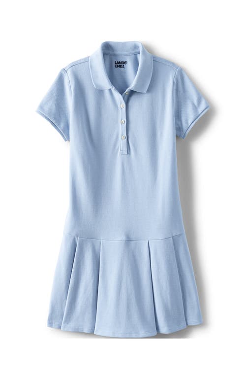 Shop Lands' End School Uniform Girls Short Sleeve Mesh Pleated Polo Dress In Blue