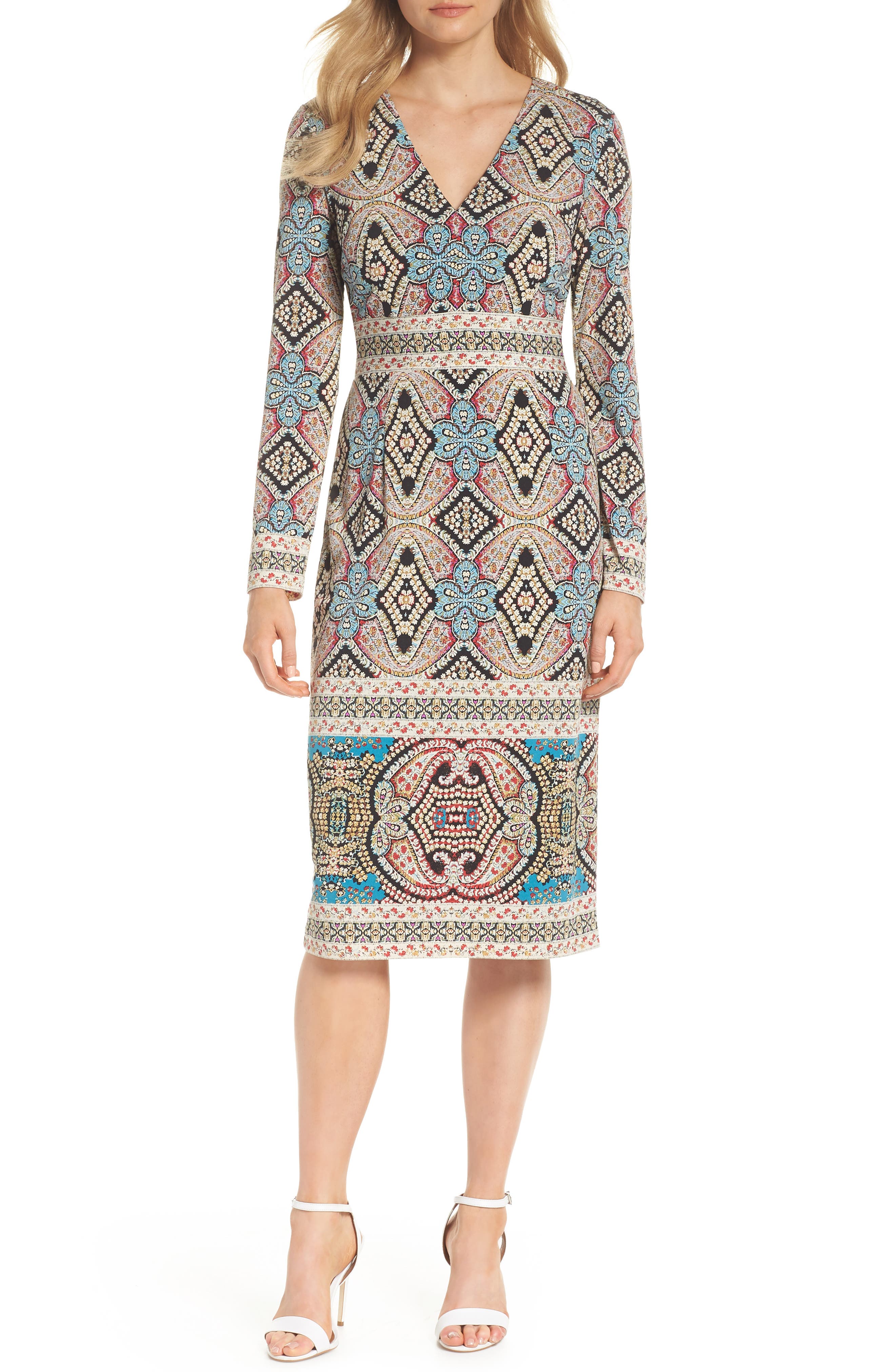 Maggy London Print Matte Jersey Sheath Dress