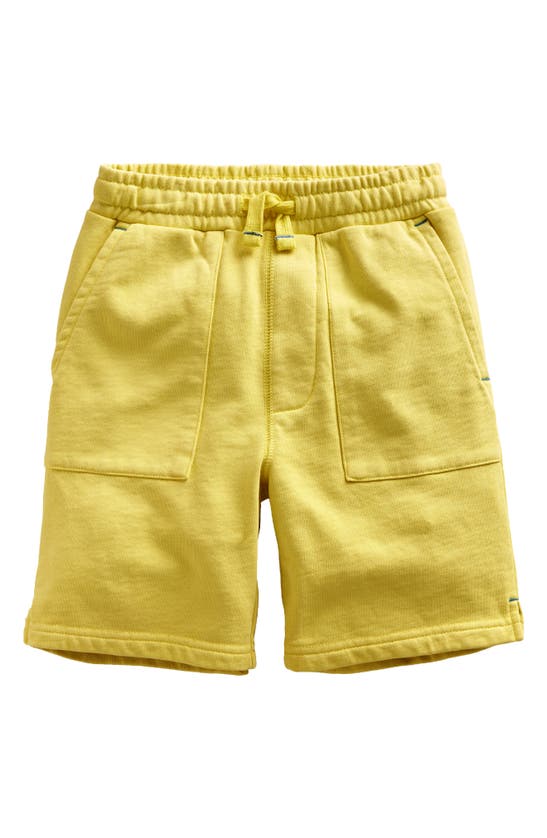 Shop Mini Boden Kids' Cotton Sweat Shorts In Zest Yellow