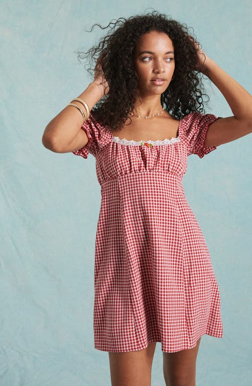 Shop Miss Selfridge Gingham Babydoll Minidress In Pink