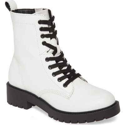 Steve Madden Guided Combat Boot- White