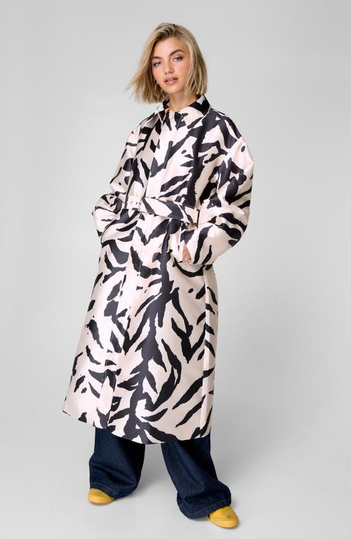 Shop Nasty Gal Zebra Print Belted Satin Coat