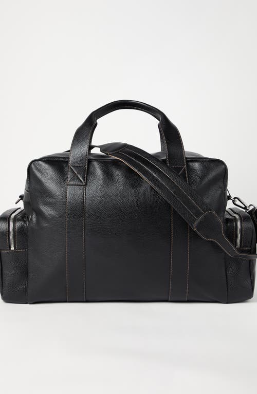 Shop Brunello Cucinelli Grained Calfskin Leisure Bag In Black