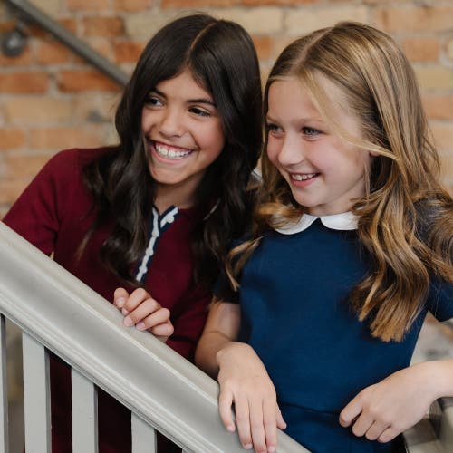 Hope & Henry Girls' Pleated Ponte Dress With Collar, Toddler In Navy Homeroom