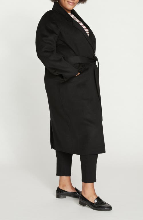 Universal Standard Belted Wool Blend Double Face Long Coat In Black