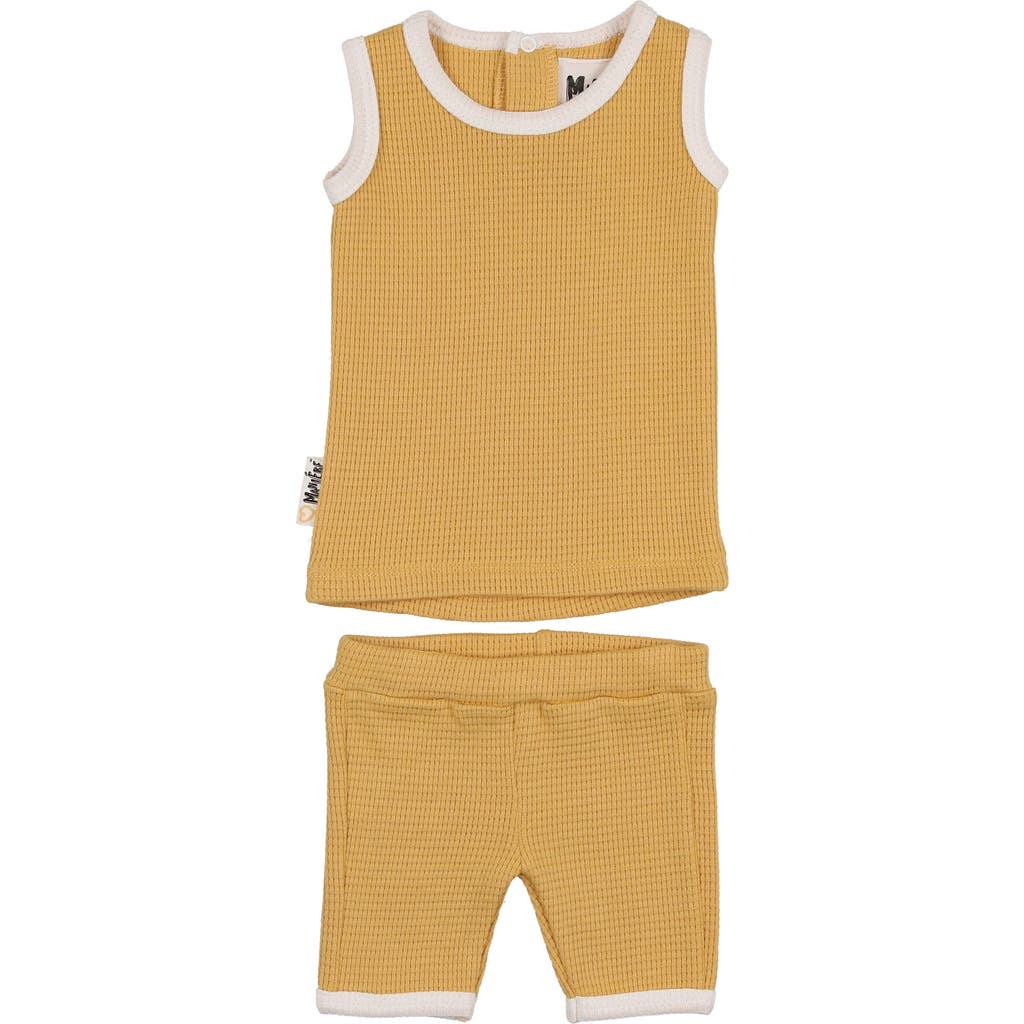 Maniere Manière Kids' Waffle Knit Tank & Shorts Set In Honey