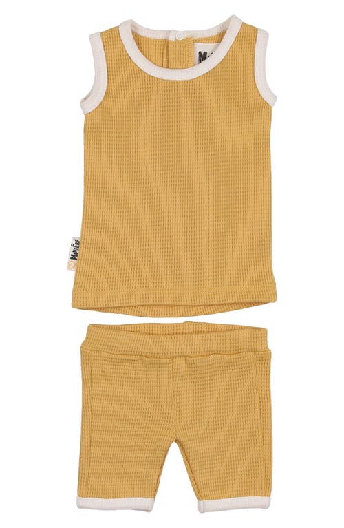 Shop Maniere Manière Kids' Waffle Knit Tank & Shorts Set In Honey