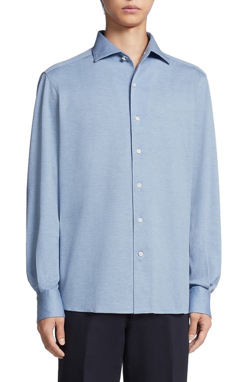 ZEGNA Cotton Button-Up Shirt in Lapis Blue at Nordstrom, Size Xx-Large