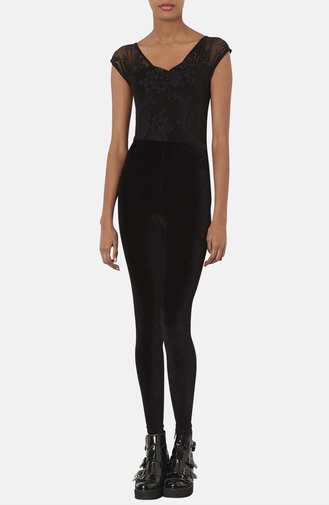 topshop velvet jumpsuit