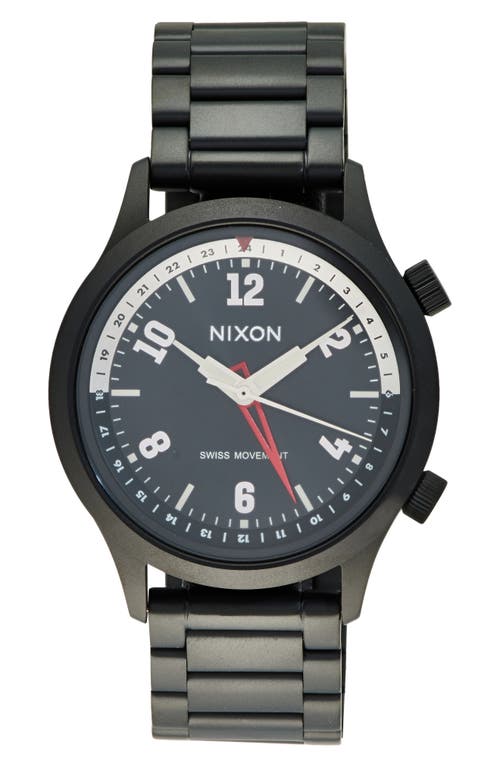 Shop Nixon Be There Bracelet Watch, 40mm In Super Black/black Sunray