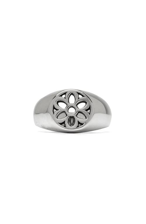 Men's Rosette Signet Ring in Silver