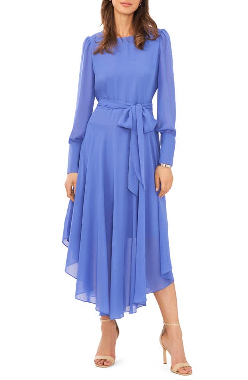 halogen(r) Tie Belt Long Sleeve Midi Dress in Amparo Blue