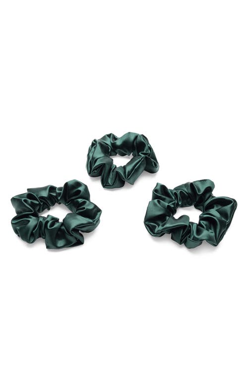 BLISSY 3-Pack Silk Scrunchies in Emerald
