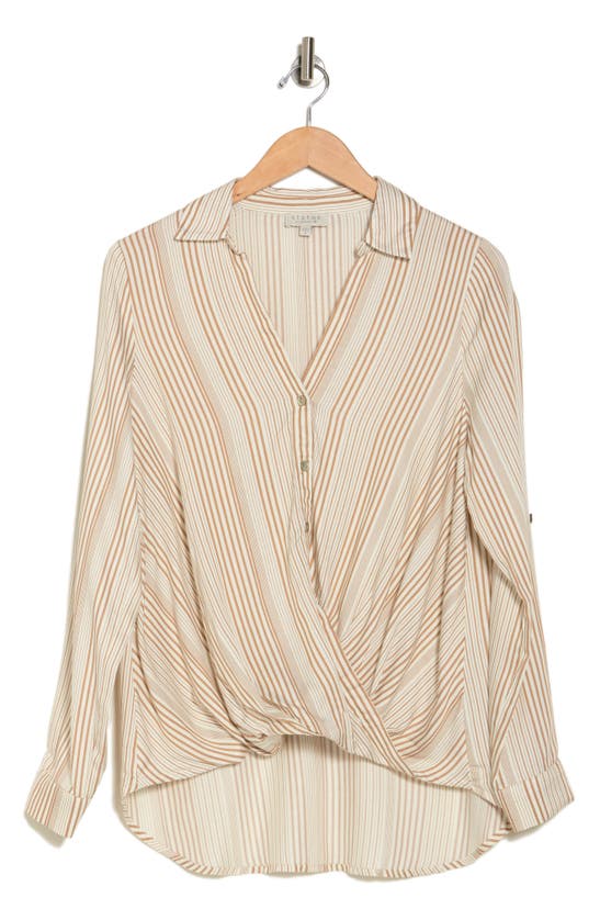 Shop Chenault Stripe Top In Taupe/ Cream