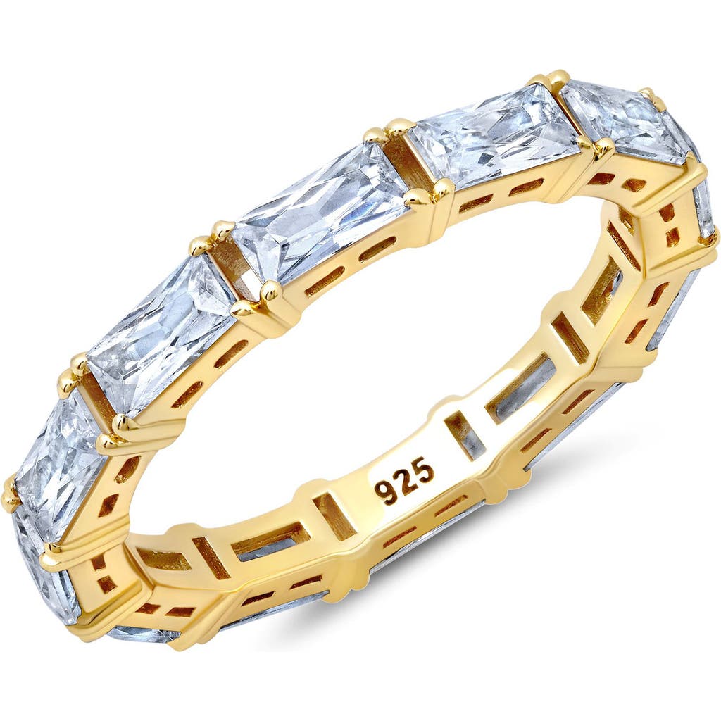 Crislu Baguette Cut Cubic Zirconia Eternity Ring In Gold