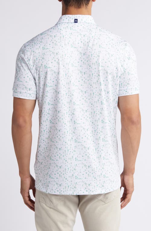 Shop Mizzen + Main Mizzen+main Halyard Trim Fit Print Performance Polo In White Lone Cacti