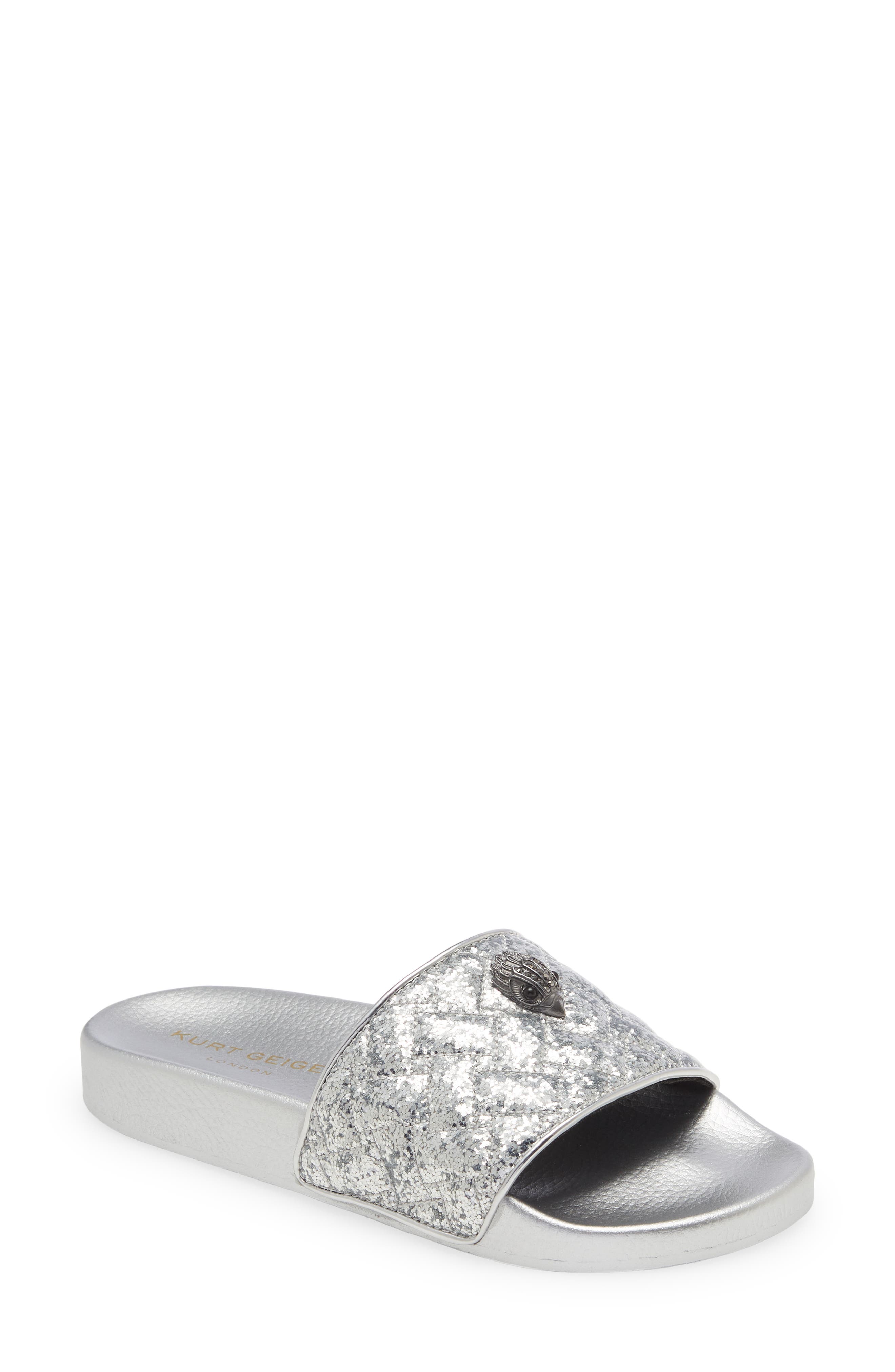 silver slides womens