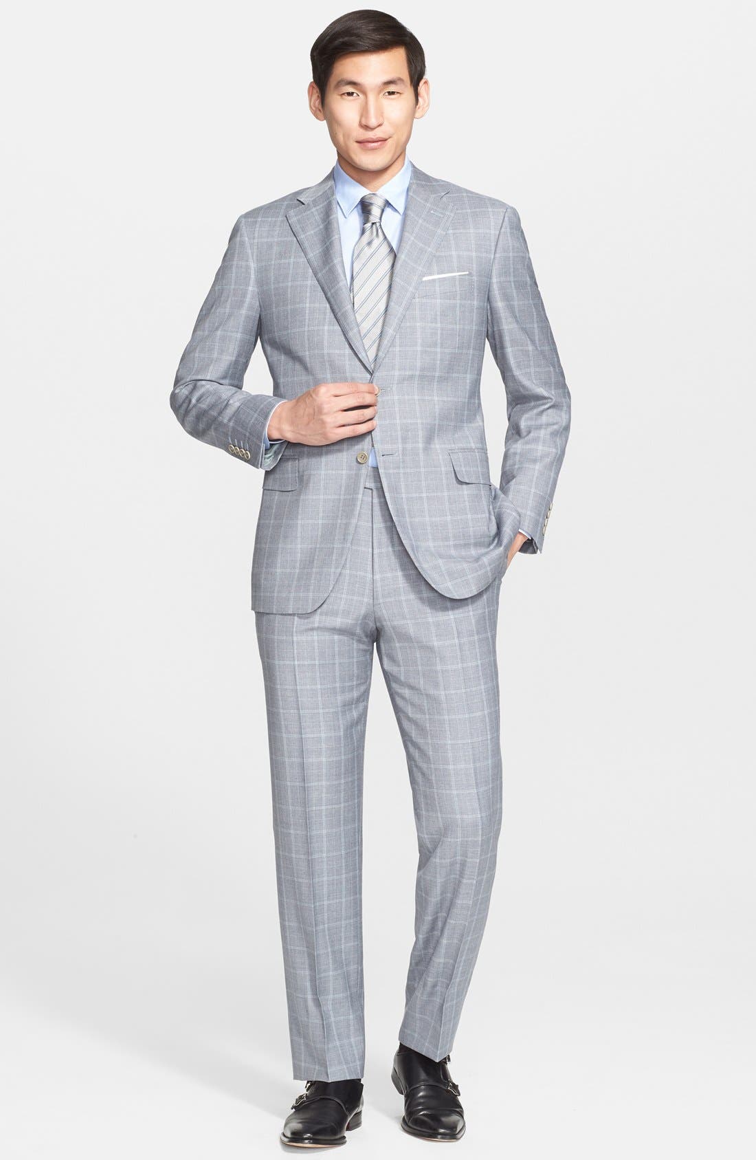 Canali Classic Fit Windowpane Wool Suit Nordstrom