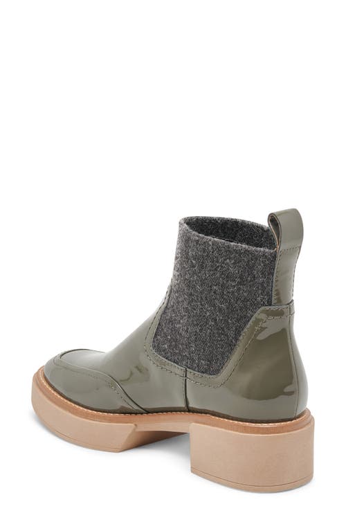 Shop Dolce Vita Saline H2o Waterproof Platform Bootie In Dark Olive Patent Leather H2o