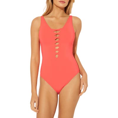 Bleu By Rod Beattie Twister One-Piece Swimsuit, Orange