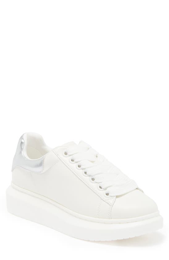 Steve Madden Gaines Platform Sneaker In White/sil