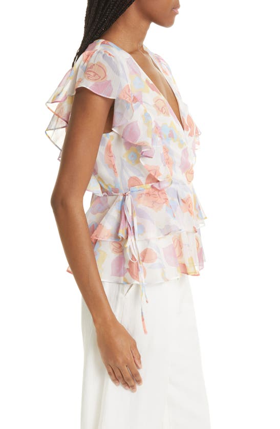 Ted Baker Rowyn Printed Ruffled Blouse In Natural