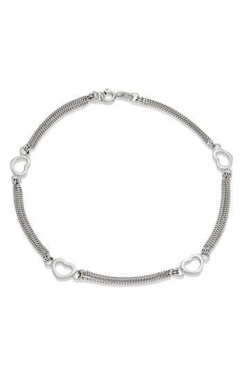 Savvy Cie Jewels Heart Charm Chain Anklet In Silver