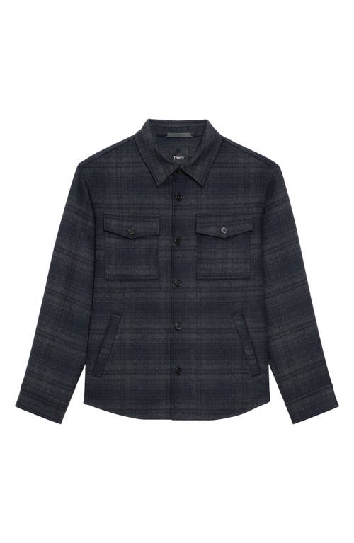 Theory Men's Wool-cashmere Plaid Overshirt In Baltic Multi